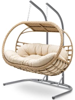 Bergama Çiftli Rattan Salıncak - Safranbolu bahçe mobilyası küçük resim 1