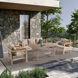 Madrid Üçlü Krem Oturma Grubu - Safranbolu bahçe mobilyası küçük resim 1