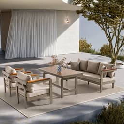 Madrid Üçlü Bej Oturma Grubu - Safranbolu bahçe mobilyası küçük resim 1